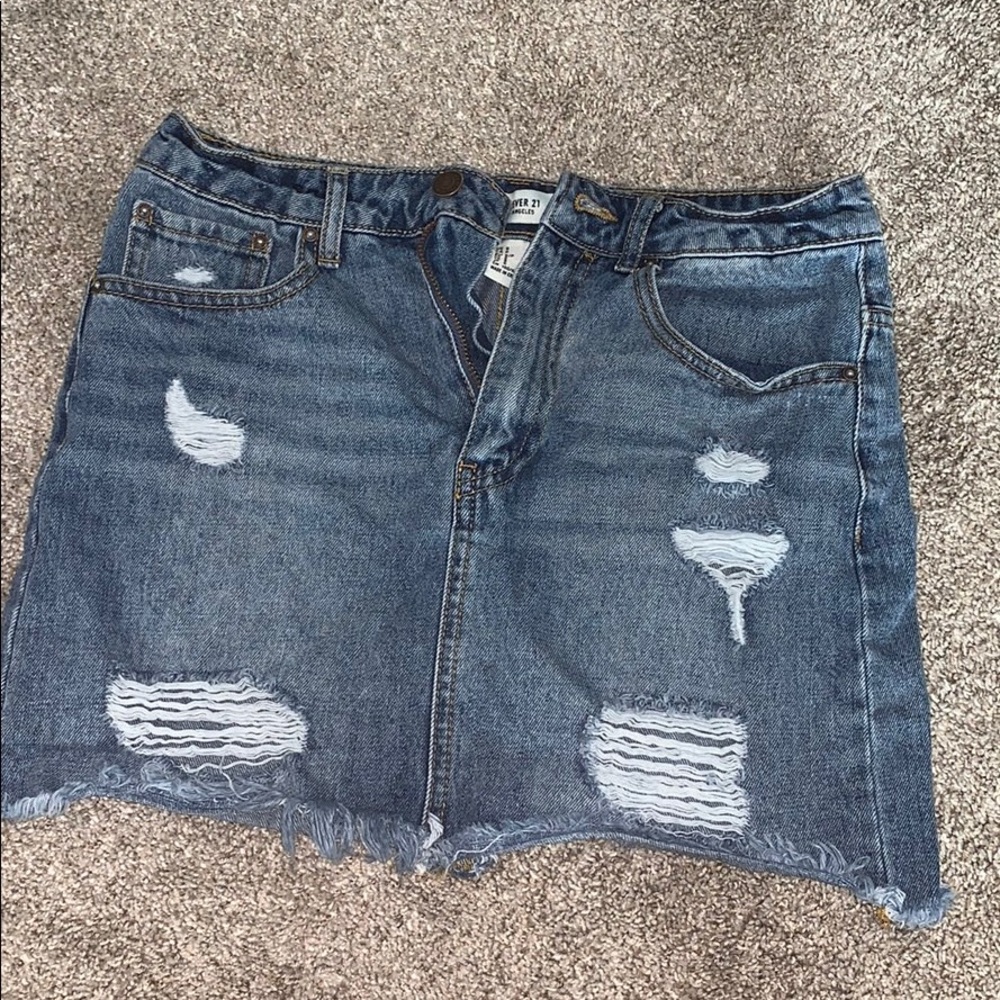 Ripped Denim Skirt
